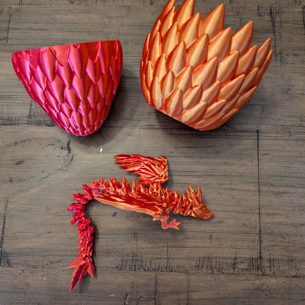 Vibrant Pink and Orange Decorative Egg With Dragon. Great Gift!